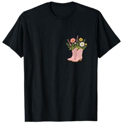 Cowboystiefel mit Blumenmuster Cowgirl Western Country Music Texas T-Shirt