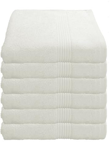 Julie Julsen 6er Pack Handtuch Chemikalien-Frei 600g/m² Natur weiß 50 x 100 cm 100% Baumwolle - Oeko TEX Std 100 Zertifizierung - Weich und Saugstark - Waschmaschinenfest