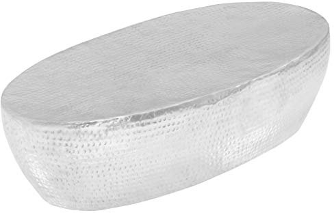 Festnight Alu-Couchtisch 100 x 50 x 28 cm Silber GEH?mmert | Beistelltisch Kaffeetisch Lounge Tisch Wohnzimmertisch Aluminium