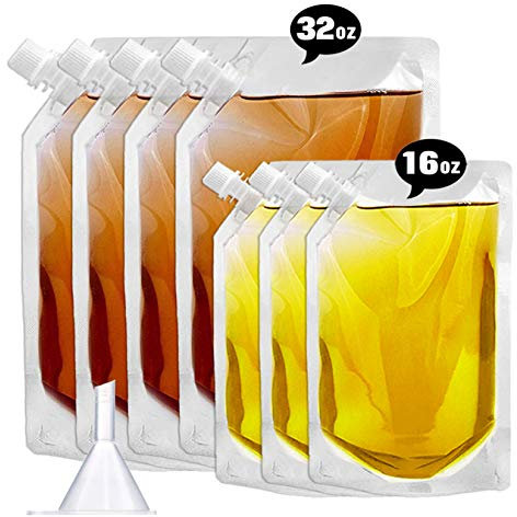 Cruise Liquor Flask Kit for Travel,Concealable and Reusable Rum Runner Alcohol,Leak-Proof, BPA-Free,Juice Travel Plastic Flasks Liquor Bags for Sneak Drink(4-3Kit)
