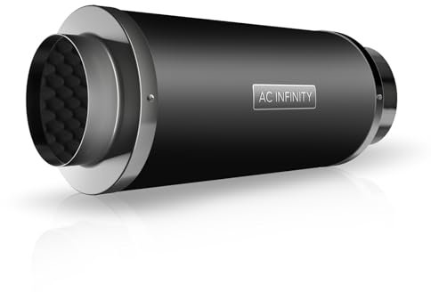 AC Infinity Inline Duct Fan Silencer, 150mm Noise Reduction Muffler Blower Silencer for Indoor Hydroponics Grow Tent Ventilation Systems, 6-Inch
