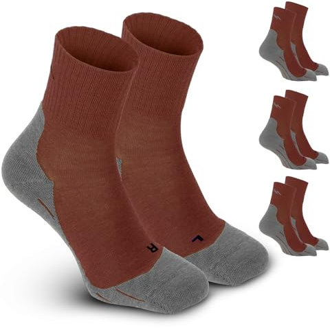 gipfelsport Wandersocken Herren & Damen, Outdoor Trekkingsocken | Hiking Socks, Wanderstrümpfe aus Merinowolle | Trekking Socken für Wandern mit extra Polster | Größe 39-41 I Braun, Dünn I 3x Paar