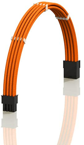 LINKUP - AVA 30cm 8-Broches (6+2) GPU PCI-E PSU Alimentation Câble d'Extension PC Mod Personnalisé à Manches Tressées avec Peigne | Pack Unique | 300mm - Orange