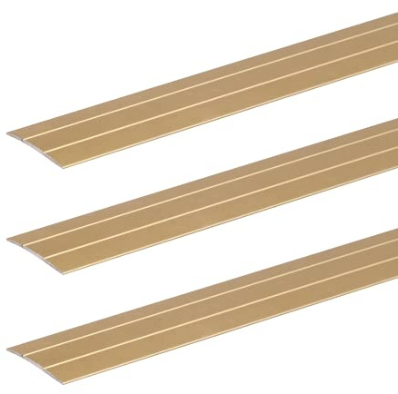 Alberts 498900 Übergangsprofil | selbstklebend, mit zwei Rillen | Aluminium, goldfarbig eloxiert | 900 x 37,8 mm | 3er Set