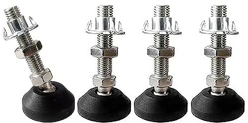 RHUAFET 4 Stück Stellfuß M10 x 40 MM Einstellschraube M10, Möbelfuß Sockelfuß Kann 400KG Tragen Verstellbare Füße Stellschraube Stellteller Stellfuß Maximal 15 ° Neigung (4 Stück - M10 x 40 MM)