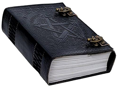 600 Seiten großes Pentagramm-Tagebuch | Leder-Tagebuch | geprägtes großes Pentagramm-Notizbuch | Leder-Notizbuch | handgefertigtes Leder-Tagebuch | Leder-Grimoire | Leder-Skizzenbuch 7 x 10