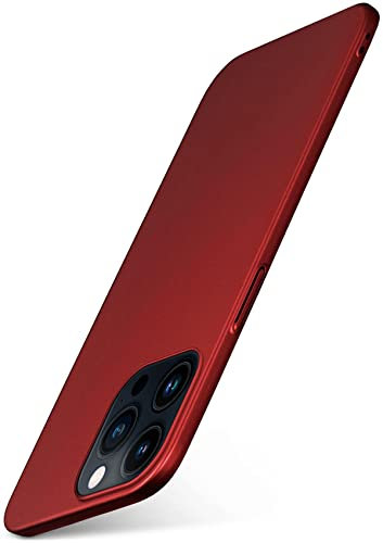 moex Alpha Case für Apple iPhone 13 Pro Hülle Ultra Dünn, Schutzhülle mit erhöhtem Kameraschutz, Slim Cover Hardcase Backcover, Dünnste Handyhülle Minimalistisch, Matt Rot