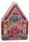 POWERHAUS24 Blechdose winterliches Lebkuchen-Haus, Geschenk, Aufbewahrung, Deko, lebensmittelecht, ca. 22,5 cm x 15,5 cm, 2 Rezepte inklusive