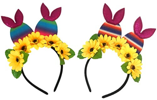 2pcs Haarreif Bunny Ears Hasenohren Bunnyohren Haarb?nder Stirnband Hasenohren Sonnenblumen Ostereier Filz Hase Ohren Haarb?nder für Kinder Erwachsene Ostern Hochzeit Kostüm Cosplay