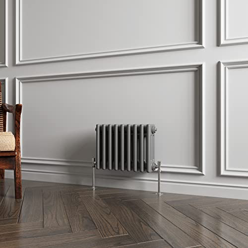 3 Column Radiator Anthracite Traditional Style 300x425mm Horizontal Vintage Radiator，Design for Bedroom, Dining Room, Living Room