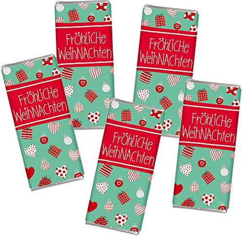 STEINBECK Mini Schokolade - Fröhliche Weihnachten - Geschenk Adventskalender Wichtel 18g Vollmilch Tischdekoration Mint rot