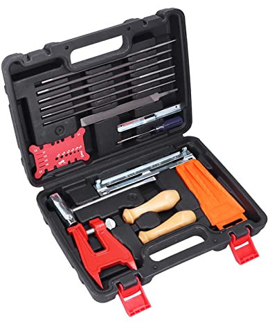 Komplettes Kettensägen-Polierwerkzeug, vielseitiges, robustes Premium-Kettensägen-Schärfset Sichere Aufbewahrung zum Schärfen Ihrer Führungsstangen