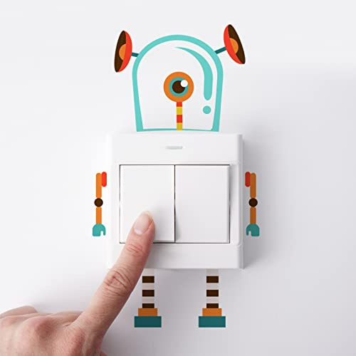 SUPERDANT 6 estilo Robot Interruptor de Luz Pegatina de Pared Divertido Robot Interruptor de Luz Calcomanías de Pared para Habitación de Niños Dormitorio Guardería Aula