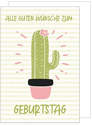Edition Seidel Premium Geburtstagskarte mit Umschlag. Glückwunschkarte Grusskarte Billet Geburtstag Happy Birthday Mann Frau Kaktus Blume Karte (G3009 SW023)