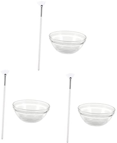 Facial Brush 3pcs Silicone Facemask Beauty for Masques Tools Cosmetic Fan with Sleeping Soft Makeup Body Lotion Glycolic Peel Bowl Facial Modeling Kit Applying Mixing Brush