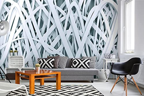 DIMEX LINE Non-Woven Photo Wallpaper White Abstract 3D Background Spiral 375 x 250 cm - Non-Woven Wallpaper, wall Mural, wall Art - Wallpaper for Living Room, Bedroom, Office, Kitchen