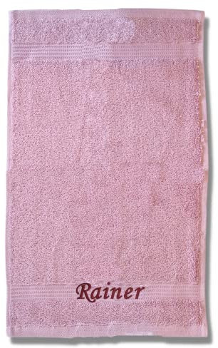 Bentini Gästehandtücher mit Namen Bestickt | 30 x 50 cm | 550g/m² | Individuell Personalisiert | Geschenkidee (Altrosa)