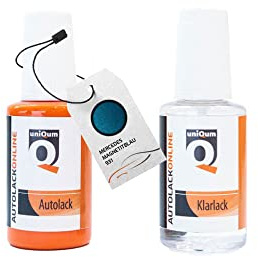 uniQum Autolack Stift + Klarlack im Vorteilsset fürs Auto für MERCEDES MAGNETITBLAU 931 Autolack Reparatur 2 x 30 ml