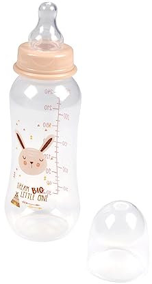Bébé Douceur, Biberon Col Etroit avec Tétine Débit Variable Silicone 250Ml Lapin Foret