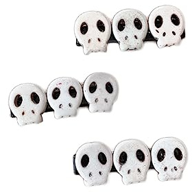 BHWH03 Halloween-Haarspangen mit Totenkopf-Motiv, Skelett-Haarspangen, Halloween, Gothic, 3 Stück