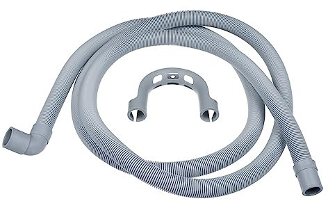 Invero Universal Washing Machine and Dishwasher Replacement Drain Waste Outlet Pipe Hose and Hook Kit - 19mm and 22mm Bent End Fitting with 2.5 Metre Length Pipe (2.5m)