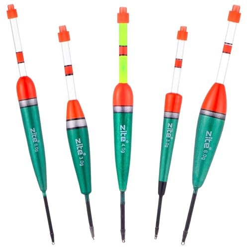 Zite Fishing Knicklicht-Posen Set | 5 Stück Posen-Sortiment mit Knicklichthalter 3g, 4g, 6g | Schwimmer Pose Angeln für Nachtangeln | Aal, Karpfen, Zander Angelzubehör