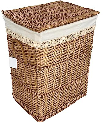 DVier Wäschekorb Wäschesammler beige weide rechteckig 90L 48x36 H.62