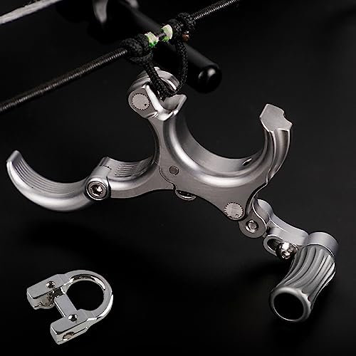 surwolf Bogenschießen Release Aids mit D-Schlaufe Seil Compoundbogen Daumen Trigger Release Aid 3/4-Finger einstellbar Compoundbogen Zubehör RH&LH (Release+D-Loop)