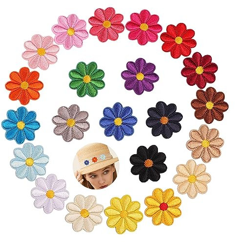 NHBETYS 22 pcs Mini Flowers Iron On Patches, Multicolored Decorative Embroidered Patches Sew On or Iron On Patch Embroidered Appliques DIY Craft Patches for Clothes Backpacks Hats(multicolor)