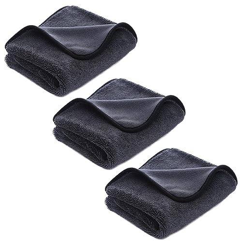 Twist Pile Microfiber Cloth, Mikrofasertuch mit gedrehtem Flor, Shiny Bath Trockentuch, Handtücher 40x60cm, Duschkabinen Tuch zum Wasser Abziehen in Dusche & Bad (3PCS)