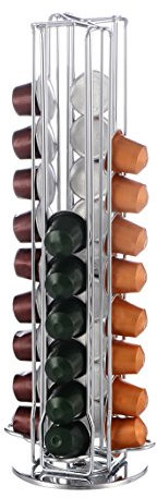 Wrobic Kapselhalter Nespresso Kapseln Kapselständer drehbarer Gerader Halter für 40 Stück Nespresso Kaffee Kapseln (Silber Nespresso Kapselhalter)
