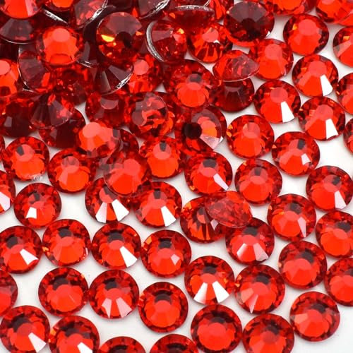Wisebom 288 Pezzi Strass Rotondi in Acrilico con Retro Piatto, 6.6 mm Rotondi Cristallo Diamante Decorazione, Pietre di Vetro Hotfix Strass a Punta Piatta, Strass di Cristallo Fai da Te (Rosso)