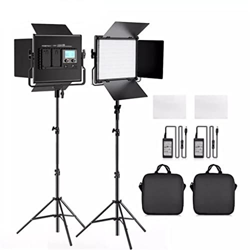 NANZU Luz de fotografía L4500K Luz de vídeo 2 Juegos con trípode Luz de Panel de Estudio Regulable para Estudio de fotografía luz LED