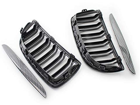 Oikabio Auto Carbon Look Front Nieren Kühlergrill Dual Lamellen für 3er E90 E91 2005-2008
