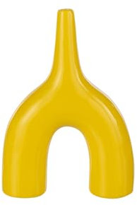 J-Line Abstrakte Vase, glänzendes Porzellan, Gelb, Größe S