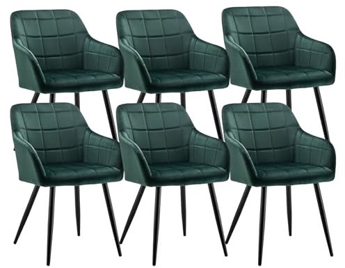CLIPOP Esszimmerstühle 6er Set Stühle mit Armlehne, Samt Bezug, Esszimmerstuhl Küchenstuhl Polsterstuhl, Stühle für Esszimmer (Samt Grün, 6er Set)