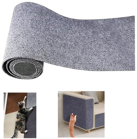 Symeton (Hellgrau, 40x200cm) Selbstklebende kratzmatte Katzen, Kratzbretter Katze Wand, Anpassbar. Ideal für kratzteppich Katzen, Katzenkratzbretter, Kratzwand.