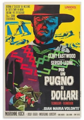 KPOKAHT Clint Eastwood Leinwandbild, Motiv: Western-Cowboy, Gewehrkampf, Poster, Wandkunst, dekoratives Bild, Drucke, moderne Dekoration, 40 x 60 cm