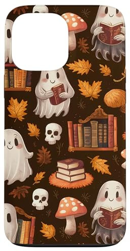 Cute And Spooky Bookish Ghosts Skulls Mushroom Fall Case for iPhone 13 Pro Max