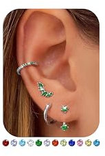 FIOROYAL Ohrringe Silber 925 Damen- 14K Vergoldet Ohrringe Gold Set Stapelbar für Mehrere Ohrlöcher,Hypoallergene Kleine Ohrstecker Creolen Ear Cuff Set für Helix Tragus Piercing Ohr GR
