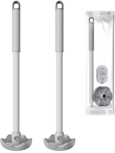 Brosse WC,RoadLoo 2 Pièces Brosse Toilettes WC Silicone Balayette WC Suspendu Brosse WC en Silicone Antibactérienne Brosse de Toilettes à Manche Long pour WC Salle de Bain