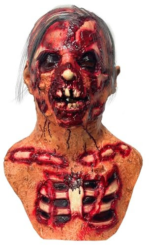 Kurmingary Halloween Scary Zombie Mask, Creepy Walking Dead Biochemical Monster Latex Mask Cosplay for Party Props - Light Red