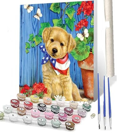 WMZPOY Paint by Numbers for AdultsDIY Canvas Oil Painting Kit Acrylic Flag Scarf Dog CraftsPainting Kits with Paint Brushes Frameless for Home Wall Decor Gifts 40x50cm