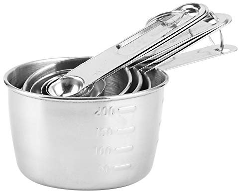 Akozon 8-teiliges Edelstahl-Messbecher-Set mit Eingravierten Maßen – Zum Backen, für Kaffee, Babynahrung und Zum Präzisen Portionieren von Desserts