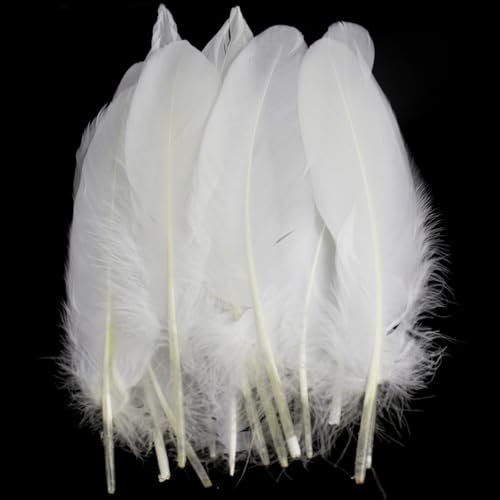 15–20 cm, 50 Stück, weiße Federn, natürliche Gänsefedern für selbstgemachte Hochzeitsdekorationen, Engelsflügel und Feenbasteleien