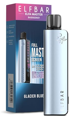 Elfa Master Akkuträger mit Anzeige, Basisgerät 850mAh Akku mit Display, Pod System, Mesh-Coil Mod Akkuträger, Starter Set, Ohne Nikotin, Ohne Liquid (Hellblau)