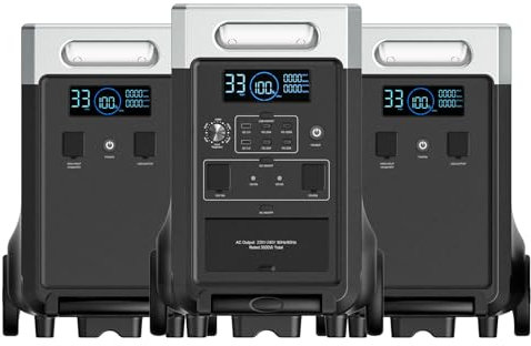 AFERIY Portable Power Station P310 with 2x P310 Expansion Battery, 11520Wh LiFePO4-Battery with 2200W AC Outlets (4000W Peak), Solar Generator for Home, Outdoor Camping, RV