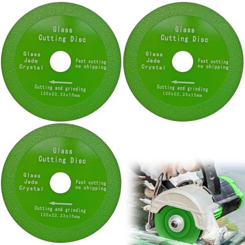 NIYATA 3 PCS Glass Cutting Disc, 115mm Diamond Cutting Disc,Tile Cutting Disc for Angle Grinder,Diamond Blade for Disc Cutters,for Glass,Jade,Crystal, Wine Bottles,Ceramics,Tiles