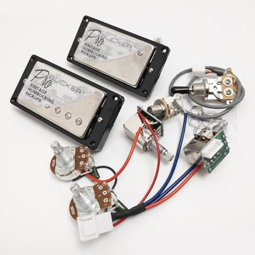 ProBucker Alnico Humbucker Tonabnehmer für Gibson Les Paul Pickups Hals und Brücke Pickups mit 4 Core Quick Connect Terminals 2V2T Kabelbaum Push Pull Upgrade (Chrom)