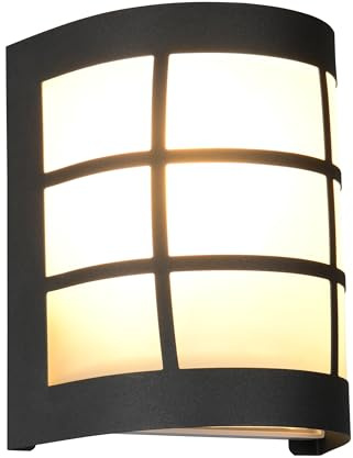Reality Leuchten Außen Wandleuchte Sintra R26456132, Edelstahl Schwarz matt, Glas Weiß, exkl. 1x E27